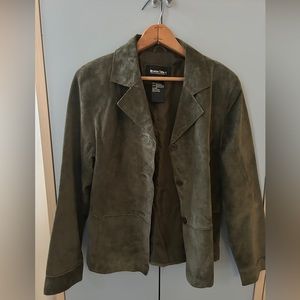 Green Leather Brandon Thomas Coat Size Medium Great condition